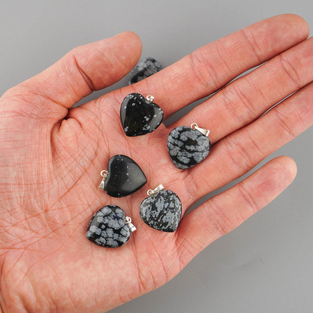 Prívesok srdce 20mm - obsidián vločkový