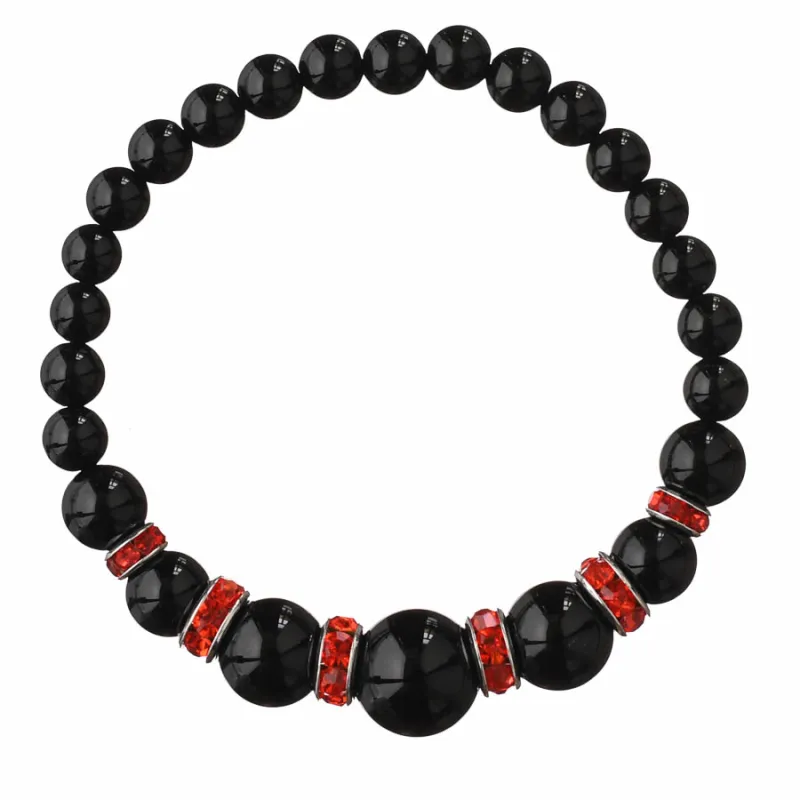 Guličkový náramok so zírkónmi - ónyx