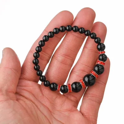 Guličkový náramok so zírkónmi - ónyx