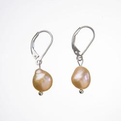 Náušnice - riečne perly marhulove